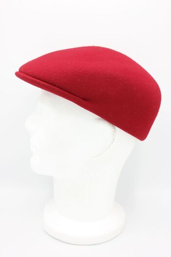 Casquette bombée Italien classique uni en laine - Rouge 5