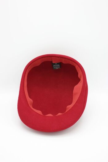 Casquette bombée Italien classique uni en laine - Rouge 6