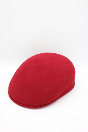 Casquette bombée Italien classique uni en laine - Rouge 7