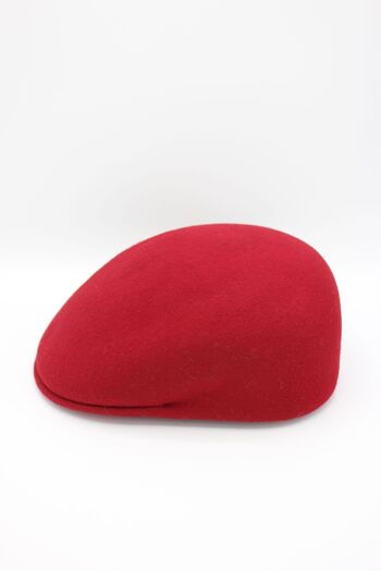 Casquette bombée Italien classique uni en laine - Rouge 9