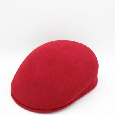 Casquette bombée Italien classique uni en laine - Rouge