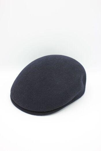 Casquette bombée Italien classique uni en laine - Marine 12