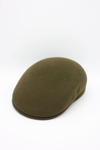 Casquette bombée Italien classique uni en laine - Kaki 7