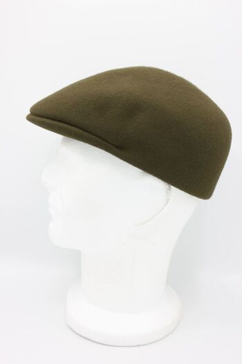 Casquette bombée Italien classique uni en laine - Kaki 8