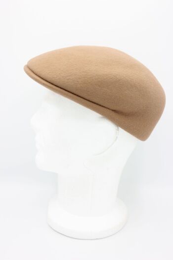 Casquette bombée Italien classique uni en laine - Camel 9