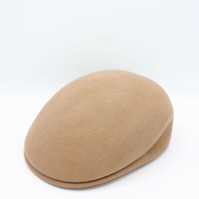 Classic Italian rounded cap in wool - Camel