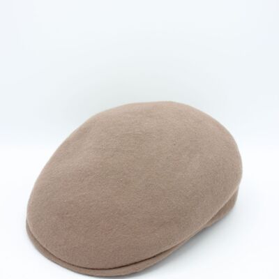 Classic Italian rounded cap in wool - beige