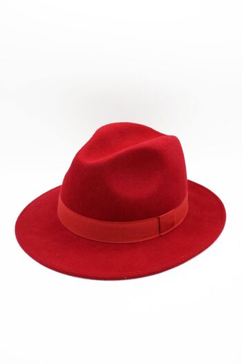Chapeau Fedora en laine Waterproof Crushable avec ruban Rouge 6