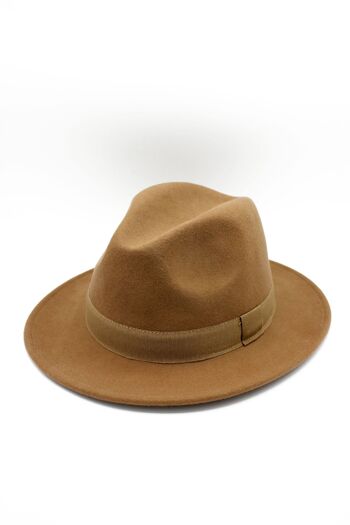 Chapeau Fedora en laine Waterproof Crushable avec ruban Camel 2