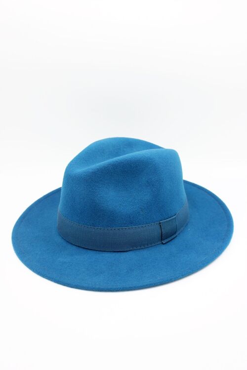 Chapeau Fedora en laine Waterproof Crushable avec ruban Petrol