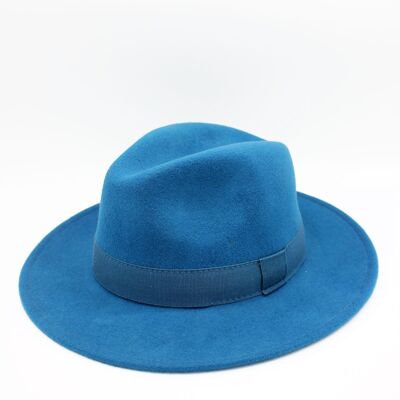 Waterproof Crushable Wool Fedora Hat with Petrol Ribbon