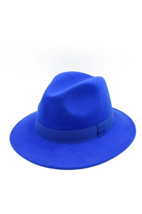 Chapeau Fedora en laine Waterproof Crushable avec ruban Bleu Royal
