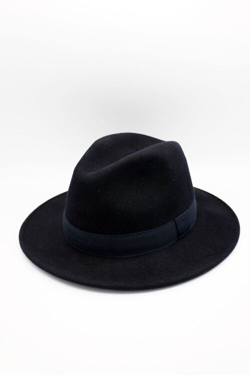 Chapeau Fedora en laine Waterproof Crushable avec ruban Marine