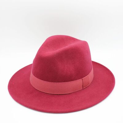 Sombrero Fedora impermeable de lana triturable con cinta Rubino
