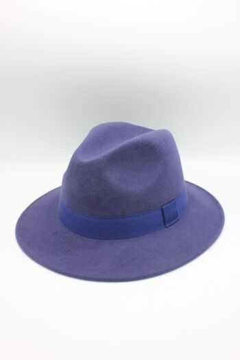 Chapeau Fedora en laine Waterproof Crushable avec ruban Indigo 2