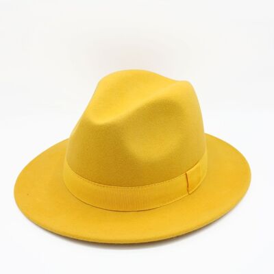 Sombrero Fedora impermeable de lana triturable con cinta Diallo