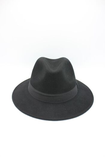 Chapeau Fedora en laine Waterproof Crushable avec ruban Noir 3