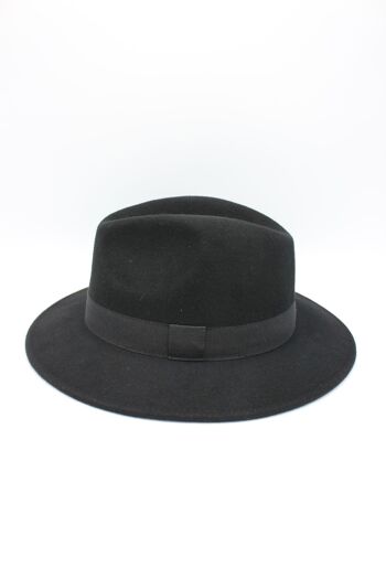 Chapeau Fedora en laine Waterproof Crushable avec ruban Noir 4