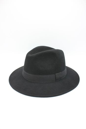 Chapeau Fedora en laine Waterproof Crushable avec ruban Noir 7