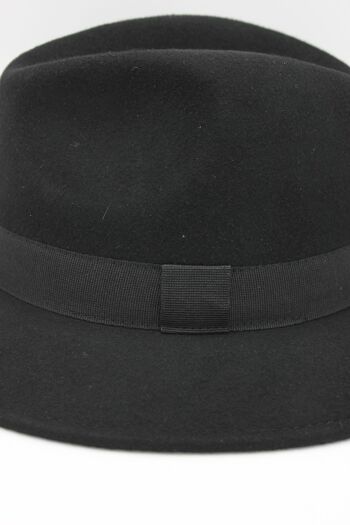 Chapeau Fedora en laine Waterproof Crushable avec ruban Noir 10