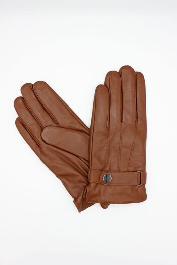 Gants en cuir doublé Polaire Homme - Marron clair - 2