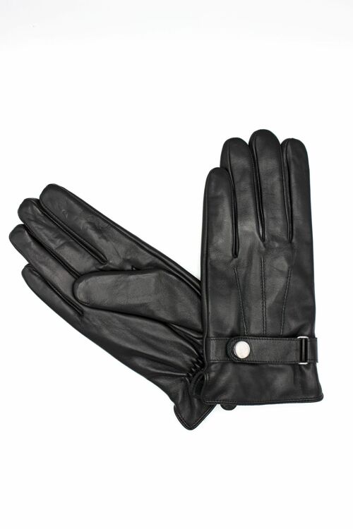 Gants en cuir doublé Polaire Homme - Noir -