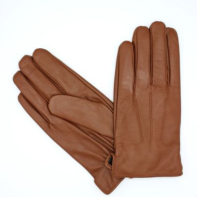 Men's Fleece lined leather gloves - Light brown
