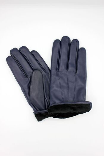 Gants en cuir doublé Polaire Homme - Marine 3