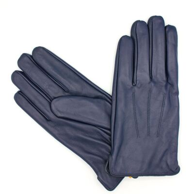 Men's Fleece Lined Leather Gloves - Navy