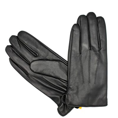 Men's Fleece Lined Leather Gloves - Black