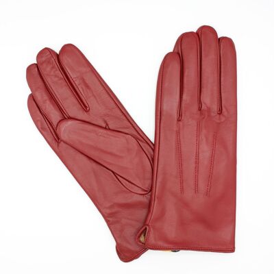 Fleece-lined leather gloves for Women - Burgundy -