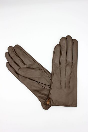 Gants en cuir doublé Polaire Femme - Marron - 2