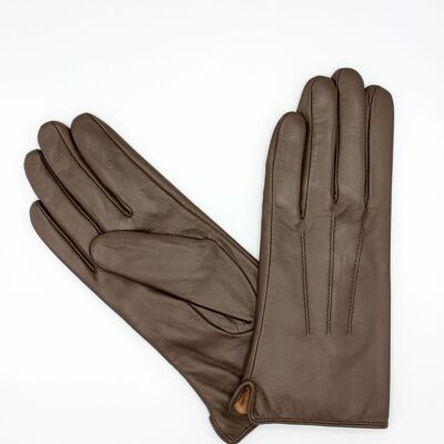 Women's Fleece lined leather gloves - Brown -
