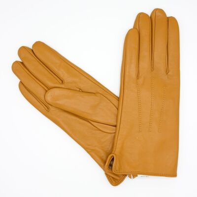 Women's Fleece Lined Leather Gloves - Mustard -