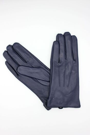 Gants en cuir doublé Polaire Femme - Marine - 2