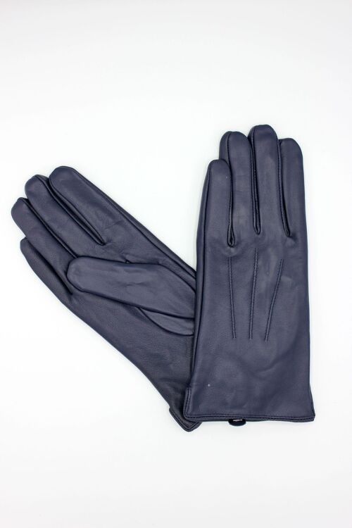 Gants en cuir doublé Polaire Femme - Marine -