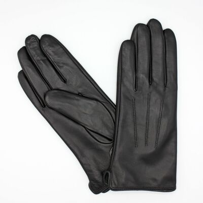 Women's Fleece lined leather gloves - Black -