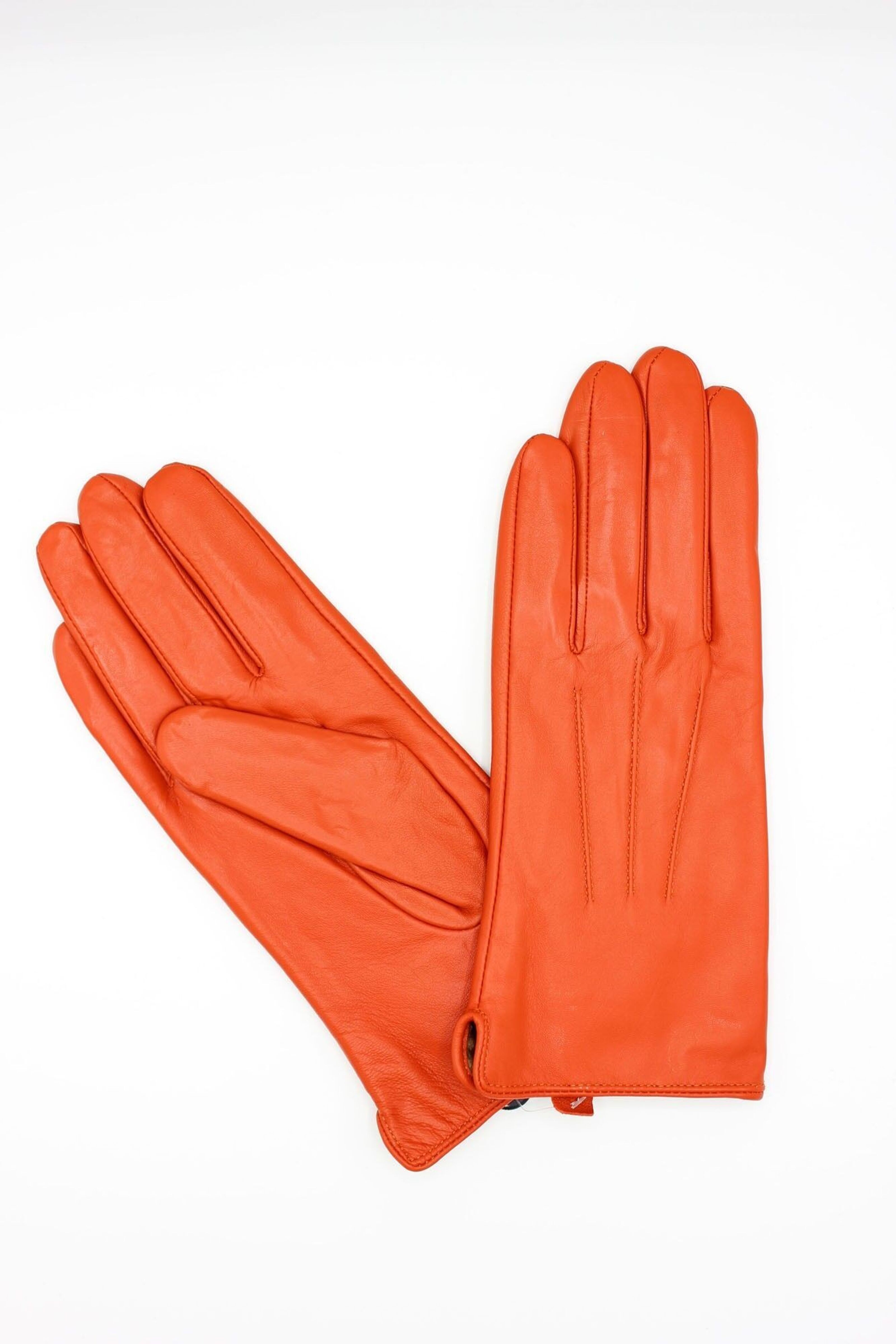 Buy wholesale Fleece Lined Leather Gloves Woman - Orange
