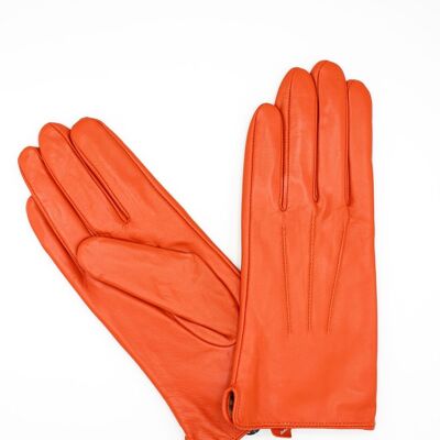 Women's Fleece lined leather gloves - Orange -