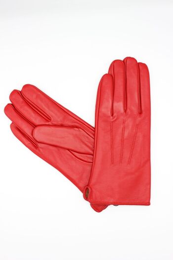 Gants en cuir doublé Polaire Femme - Rouge - 3