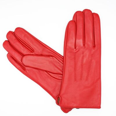 Women's Fleece lined leather gloves - Red -