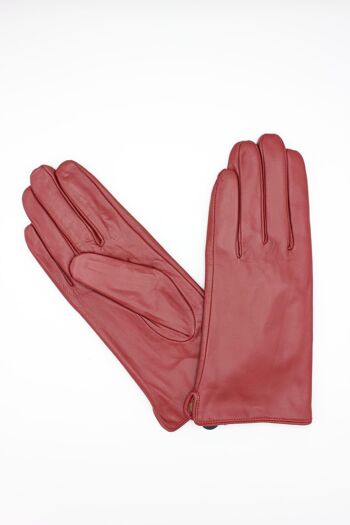 Gants en cuir doublé Polaire Femme - Bordeaux 2