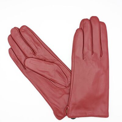 Fleece lined leather gloves Woman - Burgundy
