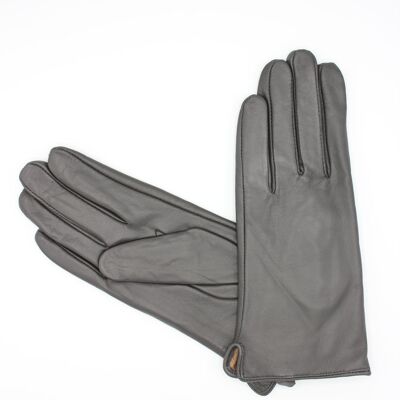 Fleece Lined Leather Gloves Woman - Gray