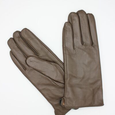 Fleece lined leather gloves Woman - Brown