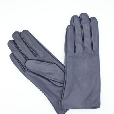 Fleece lined leather gloves Woman - Navy