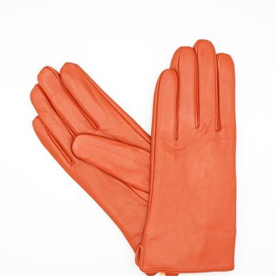 Fleece Lined Leather Gloves Woman - Orange