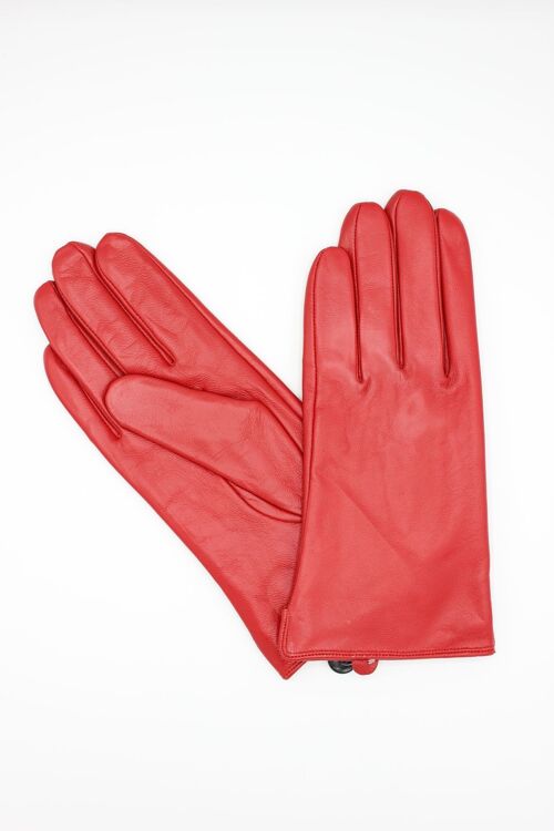 Gants en cuir doublé Polaire Femme - Rouge