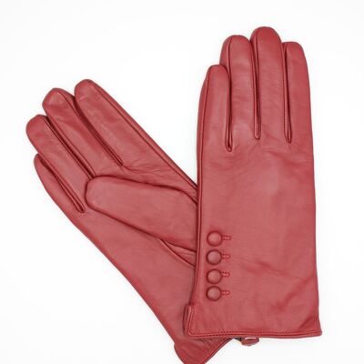 Gants en cuir doublé Polaire Femme - Bordeaux.