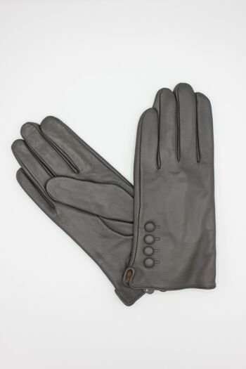 Gants en cuir doublé Polaire Femme - Gris. 2